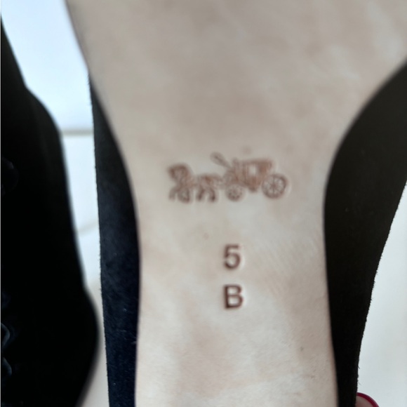 Brand New COACH Black Lena Lux Suede Lace Up Bootie. Size 5 - Picture 11 of 16